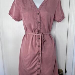 Pink button up dress with